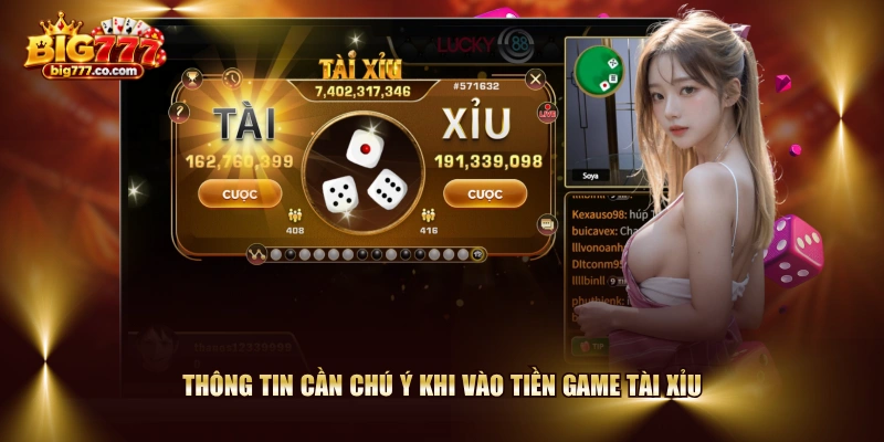 Thông tin cần chú ý khi vào tiền game Tài Xỉu